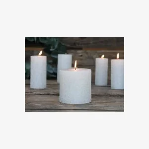 Rustik Creme bloklys med glimmer. 68 timer, Hvid