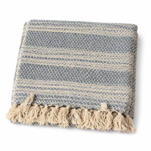 Plaid med fryns, Mint/bl�/natur