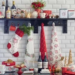 GreenGate viskestykke Piece Priented Merry Christmas White