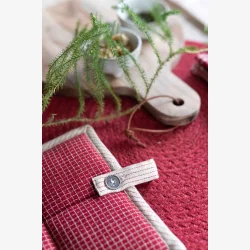 Rasmus grydelapper, rd med hr strib i tern. 2 stk