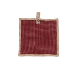 Rasmus grydelapper, rd med hr strib i tern. 2 stk