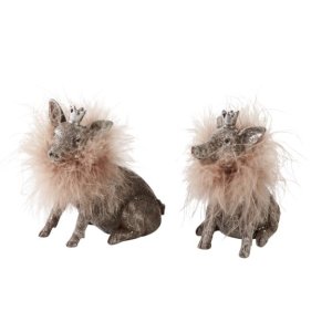 Gris med rosa boa. 2 ass