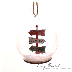 Julekugle rystekugle til ophng. Med vejviser-