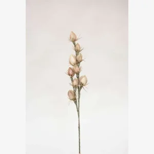 Kunstig blomst med frkapsler. Rosa/grn. H 75cm