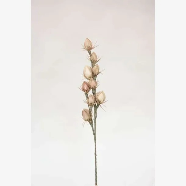 Kunstig blomst med frkapsler. Rosa/grn. H 75cm