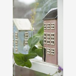 Keramikhus til fyrfadslys, sort tag