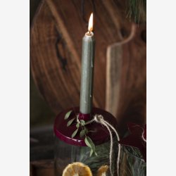 Glasholder med stage til bedelys, rdt metallg