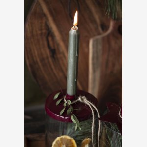 Glasholder med stage til bedelys, rdt metallg