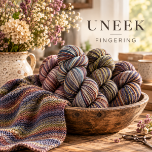 Uneek Fingering h�ndfarvet garn. 100g fed