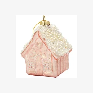 Julehus til ophng, glas, pink , fra GreenGate