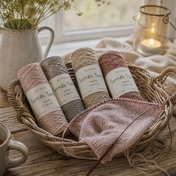 BC Garn Tussah Tweed silkegarn  100% silke fingering garn