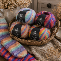 Cosy Socks multi stripes. 100g