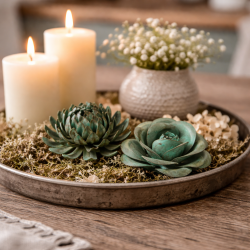 Dekorationsblomst i jern � antique gr�n � 7 cm