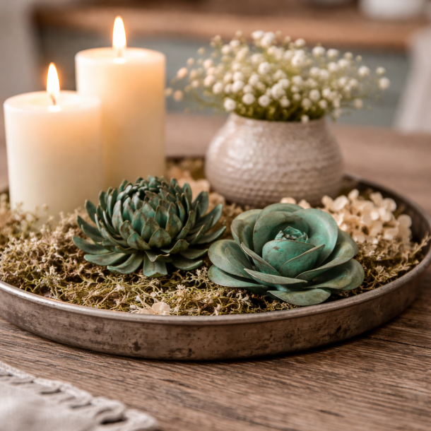 Dekorationsblomst i jern � antique gr�n � 7 cm