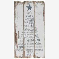 Juleskilt med juletekst, hvid