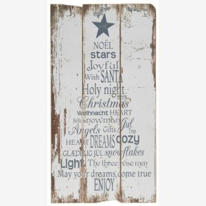 Juleskilt med juletekst, hvid