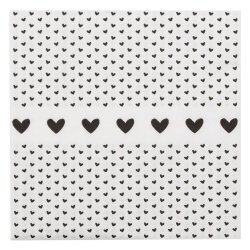 Servietter med sorte hjerter, papir. 20stk pr. pakke