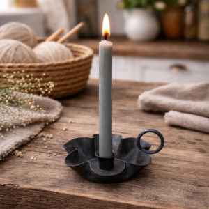 Lysestage til kertelys i jern  antique kul � 10 cm