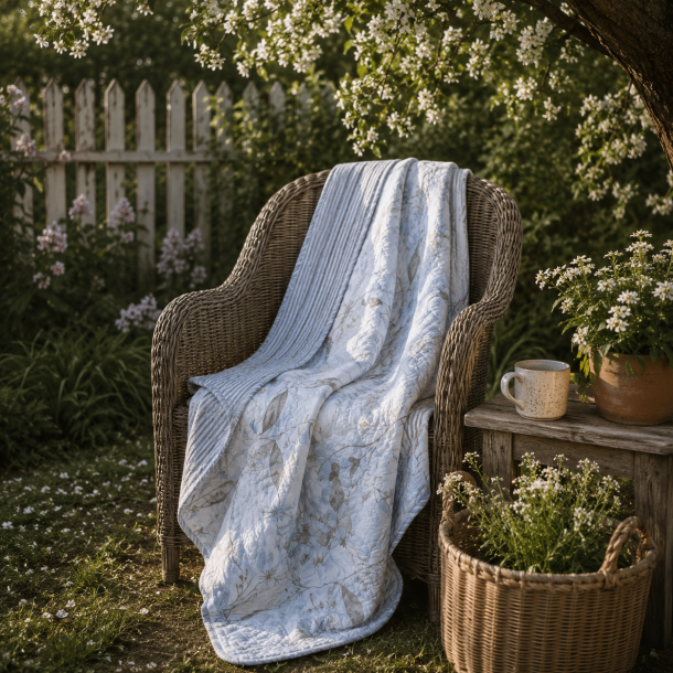  Vatteret quilt  bl�d ro i bl� nuancer, 2 sider