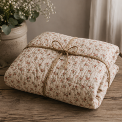 Vatteret quilt � romantisk blomster