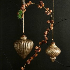 Stor juleornament  antik guld, glas