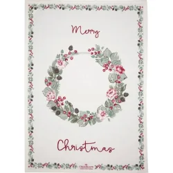 GreenGate viskestykke Piece Priented Merry Christmas White
