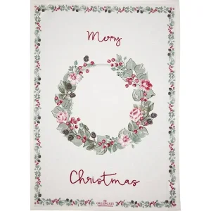 GreenGate viskestykke Piece Priented Merry Christmas White